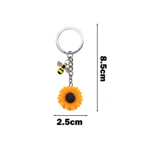 Schlüsselanhänger Biene & Sonnenblume – Funkelnd & Natürlich