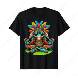 Frosch T-Shirt Boho Groove – Buntes Peace & Love Design