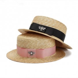 Chapeau de paille cannotier avec ruban et broche abeille strass