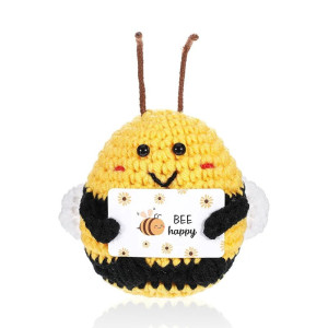 Biene mit Botschaft "Bee Happy" – Handgefertigtes Plüschtier