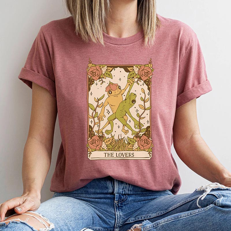 Süßes Frosch T-Shirt "Die Liebenden" | Tarotkarten-Design