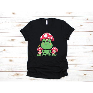Süßes Frosch T-Shirt mit Pilz | Zauberwald & Cottagecore