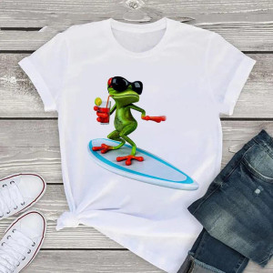 Lustiges Surfer Frosch T-Shirt | Tropischer Sommer-Look
