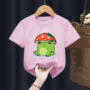 Mädchen T-Shirt Frosch Kawaii – Pilzhut | Weiche Baumwolle