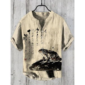 Zen-Frosch Hemd – Kalligraphie-Stil & Natürliche Gelassenheit 🐸