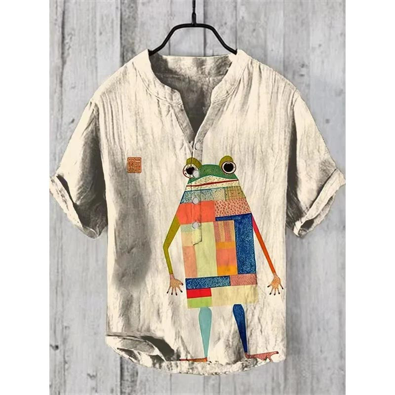 Frosch-Hemd Patchwork Pop – Künstlerischer Stil & leuchtender Look