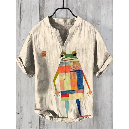 Frosch-Hemd Patchwork Pop – Künstlerischer Stil & leuchtender Look