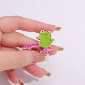 Lustiger Frosch Pin mit rosa Stiefeln | Süße Geschenkidee