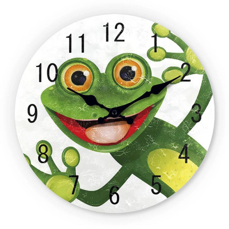 Wanduhr Frosch | Lustige Uhr für Kinderzimmer & Küche