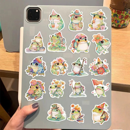 Pastell Frosch Aufkleber | 50er-Set süße Kawaii Sticker