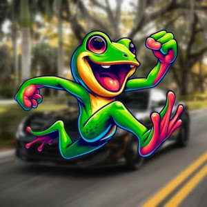 Aufkleber Frosch Flash | Dynamisch & Bunt für Außen