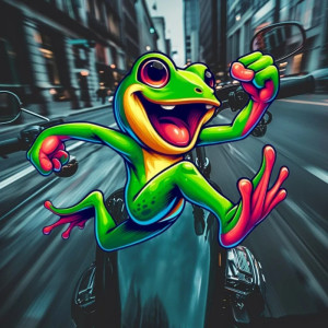 Aufkleber Frosch Flash | Dynamisch & Bunt für Außen