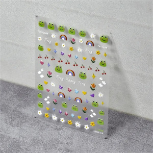 3D Frosch Aufkleber "Happy Time" | Süßer Kawaii Stickerbogen