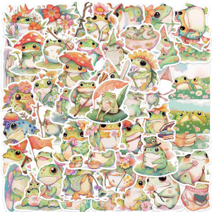 Boho Frosch Aufkleber | Süße Pastell Sticker – Bis zu 50 Stk.