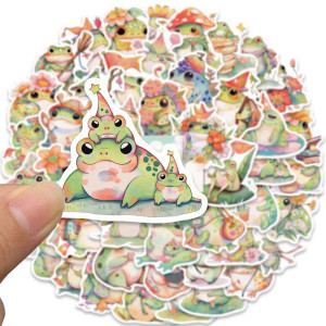 Boho Frosch Aufkleber | Süße Pastell Sticker – Bis zu 50 Stk.