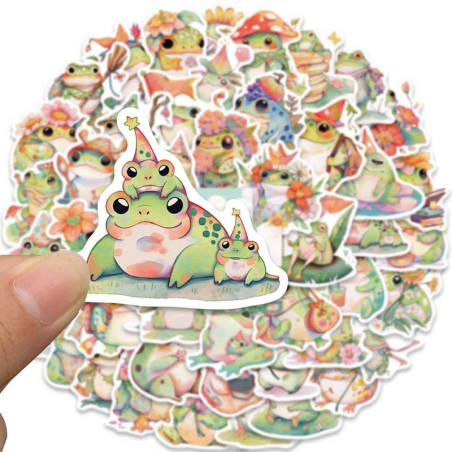 Boho Frosch Aufkleber | Süße Pastell Sticker – Bis zu 50 Stk.