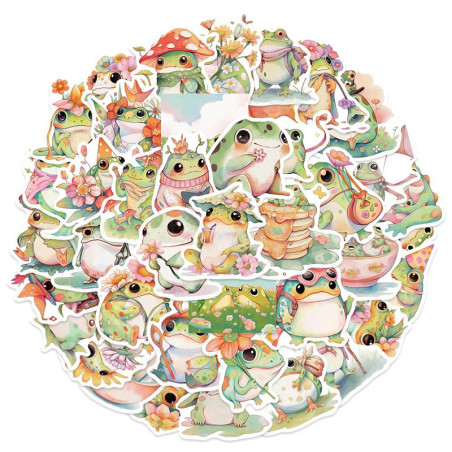 Boho Frosch Aufkleber | Süße Pastell Sticker – Bis zu 50 Stk.