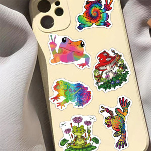 Psychedelische Frosch Aufkleber | Trippy & Neon Sticker – 50er-Set