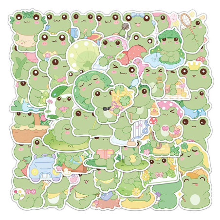 Kawaii Frosch Aufkleber | 50er-Set süße & Zen Sticker