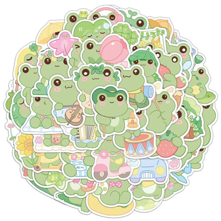 Kawaii Frosch Aufkleber | 50er-Set süße & Zen Sticker