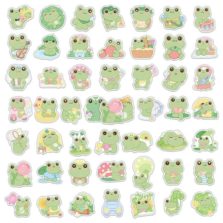 Kawaii Frosch Aufkleber | 50er-Set süße & Zen Sticker