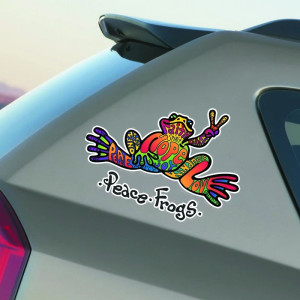 Frosch Aufkleber Peace & Love ✌️ | Regenbogen Sticker 15x10,5cm
