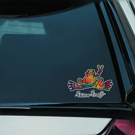 Frosch Aufkleber Peace & Love ✌️ | Regenbogen Sticker 15x10,5cm