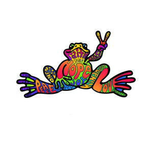 Frosch Aufkleber Peace & Love ✌️ | Regenbogen Sticker 15x10,5cm