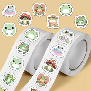 Kawaii Frosch Aufkleber – Rolle mit 500 süßen Stickern