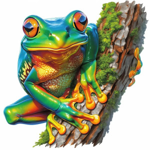 Tropischer Frosch Aufkleber – Realistischer Regenbogen Sticker