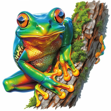 Tropischer Frosch Aufkleber – Realistischer Regenbogen Sticker