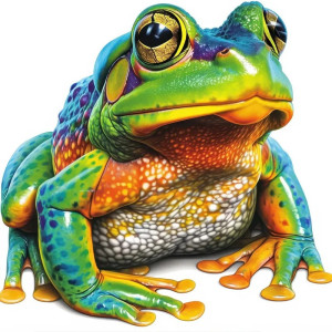 Tropischer Frosch Aufkleber – Realistischer Regenbogen Sticker