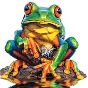 Tropischer Frosch Aufkleber – Realistischer Regenbogen Sticker