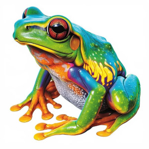 Tropischer Frosch Aufkleber – Realistischer Regenbogen Sticker
