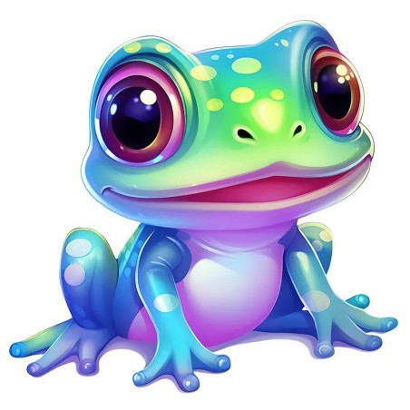 Funkelnder Frosch Sticker – Süßer Kawaii Aufkleber – 5 Größen