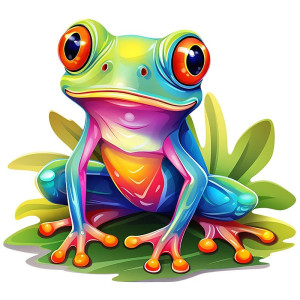 Zen-Regenbogenfrosch Aufkleber – Bunte & süße Deko – 5 Größen