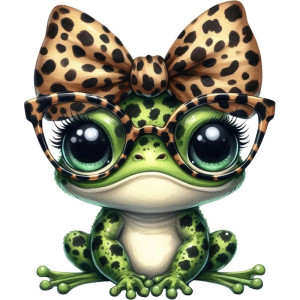 Aufkleber Glamour Leopard-Frosch – Süßer Sticker (5 Größen)