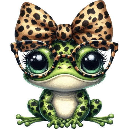 Aufkleber Glamour Leopard-Frosch – Süßer Sticker (5 Größen)