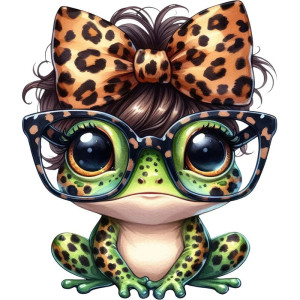 Frosch Aufkleber 'Locken Pop' – Lustiger Sticker mit Leopardenmuster