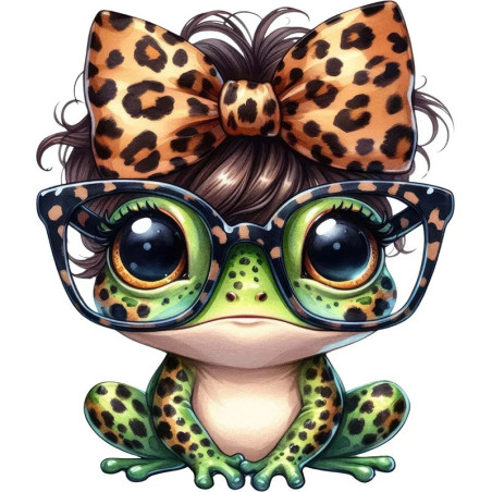 Frosch Aufkleber 'Locken Pop' – Lustiger Sticker mit Leopardenmuster