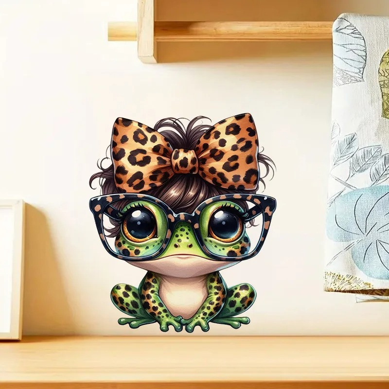 Frosch Aufkleber 'Locken Pop' – Lustiger Sticker mit Leopardenmuster