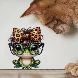 Frosch Aufkleber 'Locken Pop' – Lustiger Sticker mit Leopardenmuster