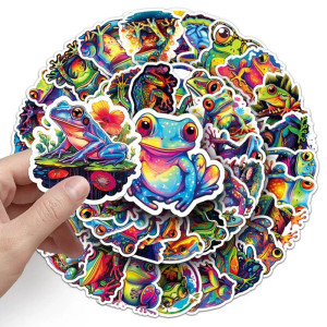 Neon-Frosch-Aufkleber 'Splash' – Buntes Sticker-Set (10/50)