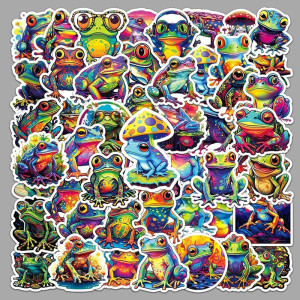 Neon-Frosch-Aufkleber 'Splash' – Buntes Sticker-Set (10/50)