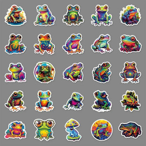 Neon-Frosch-Aufkleber 'Splash' – Buntes Sticker-Set (10/50)
