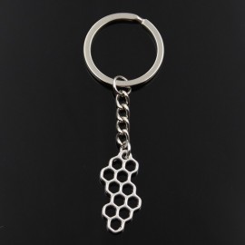 Porte-clés abeille couleur argent en forme de nid d'abeille