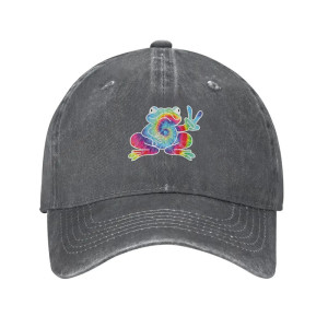 Frosch Cap Peace & Regenbogen Vibe – Batik Hippie-Stil 🌈