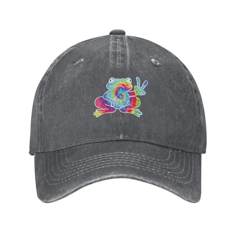 Frosch Cap Peace & Regenbogen Vibe – Batik Hippie-Stil 🌈