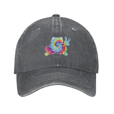 Frosch Cap Peace & Regenbogen Vibe – Batik Hippie-Stil 🌈