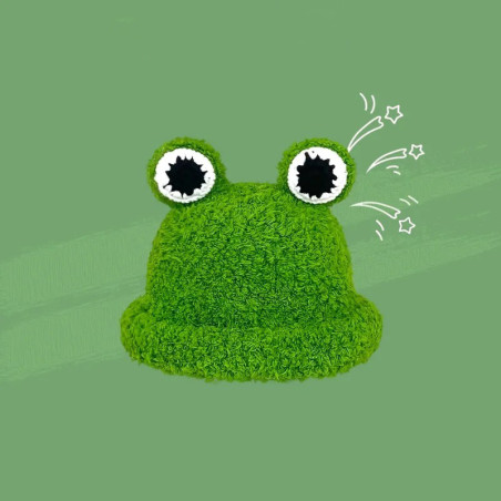Frosch Mütze mit Kulleraugen – Süße & Lustige Plüschmütze